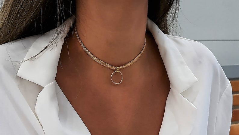 Circle Choker Necklace, O Ring Choker, Delicate Gold Choker Necklace, Dainty Choker Necklace, Gold Circle Necklace Necklace Gift For Her image 4