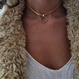 Circle Choker Necklace, O Ring Choker, Delicate Gold Choker Necklace, Dainty Choker Necklace, Gold Circle Necklace Necklace Gift For Her image 10