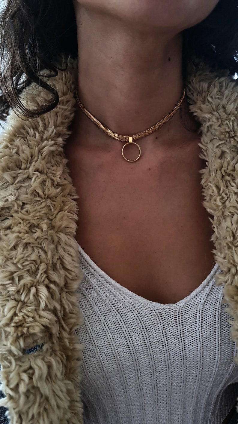 Circle Choker Necklace, O Ring Choker, Delicate Gold Choker Necklace, Dainty Choker Necklace, Gold Circle Necklace Necklace Gift For Her image 10