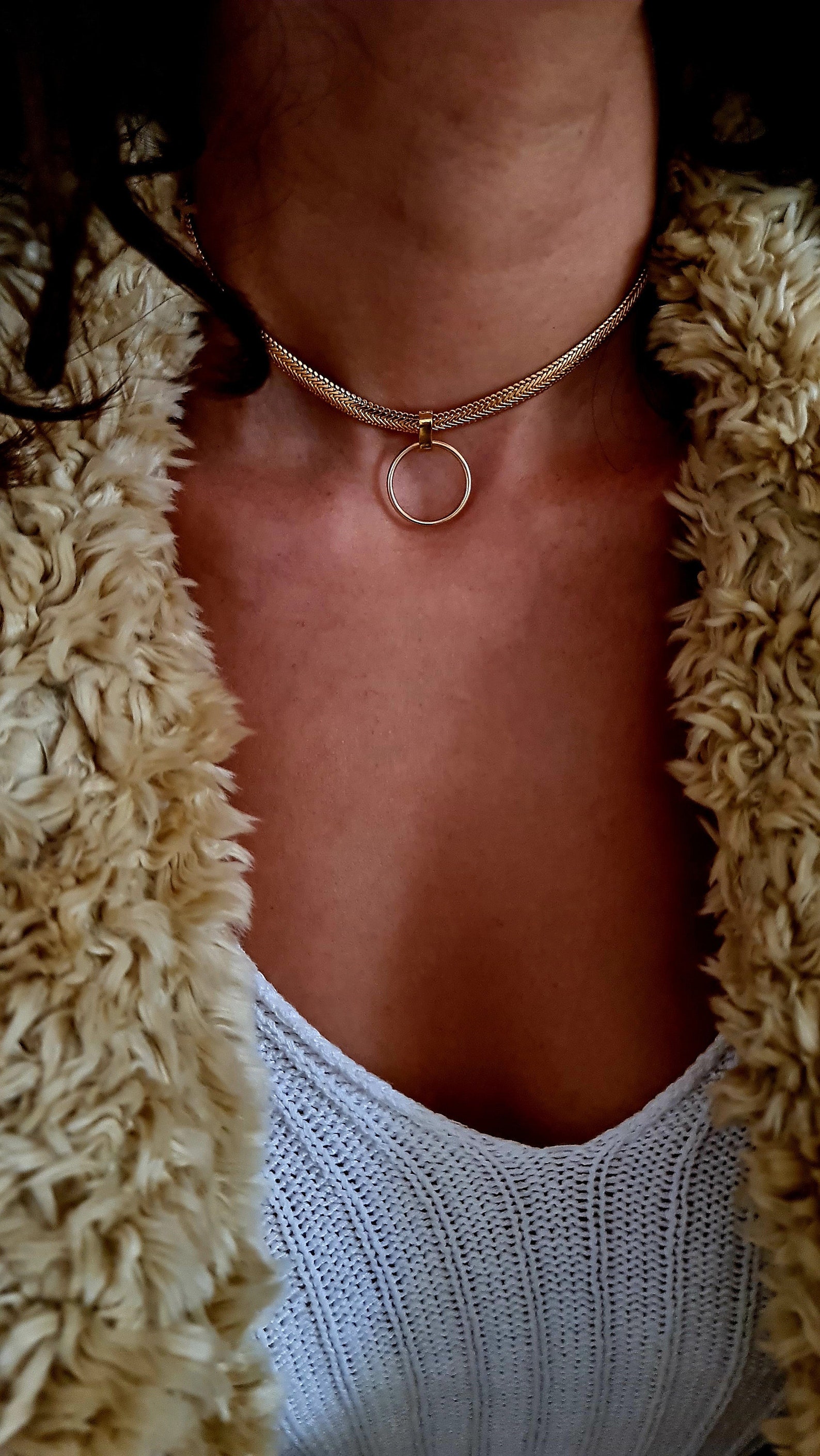 Circle Choker Necklace O Ring Choker Delicate Gold Choker Etsy