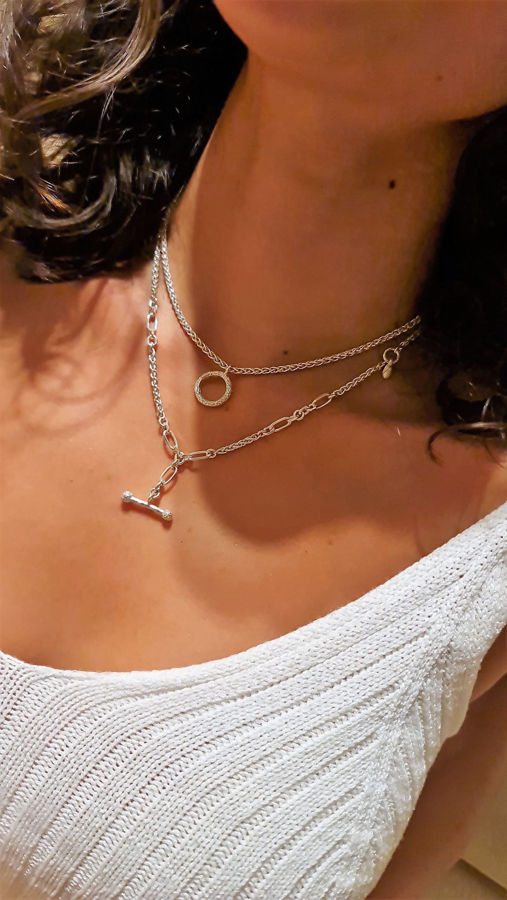 Layered Necklace Set, Set of 2 Necklace, O Ring Necklace Set