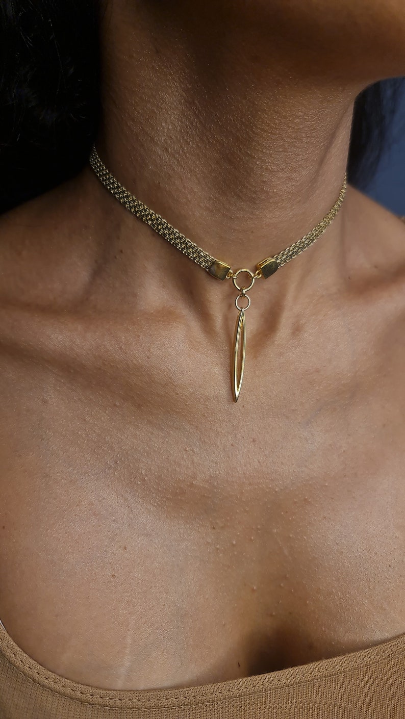 Delicate V Choker Necklace, gold Day Collar for wedding, Geometric pendant Necklace, gothic, goth, punk, emo, necklace