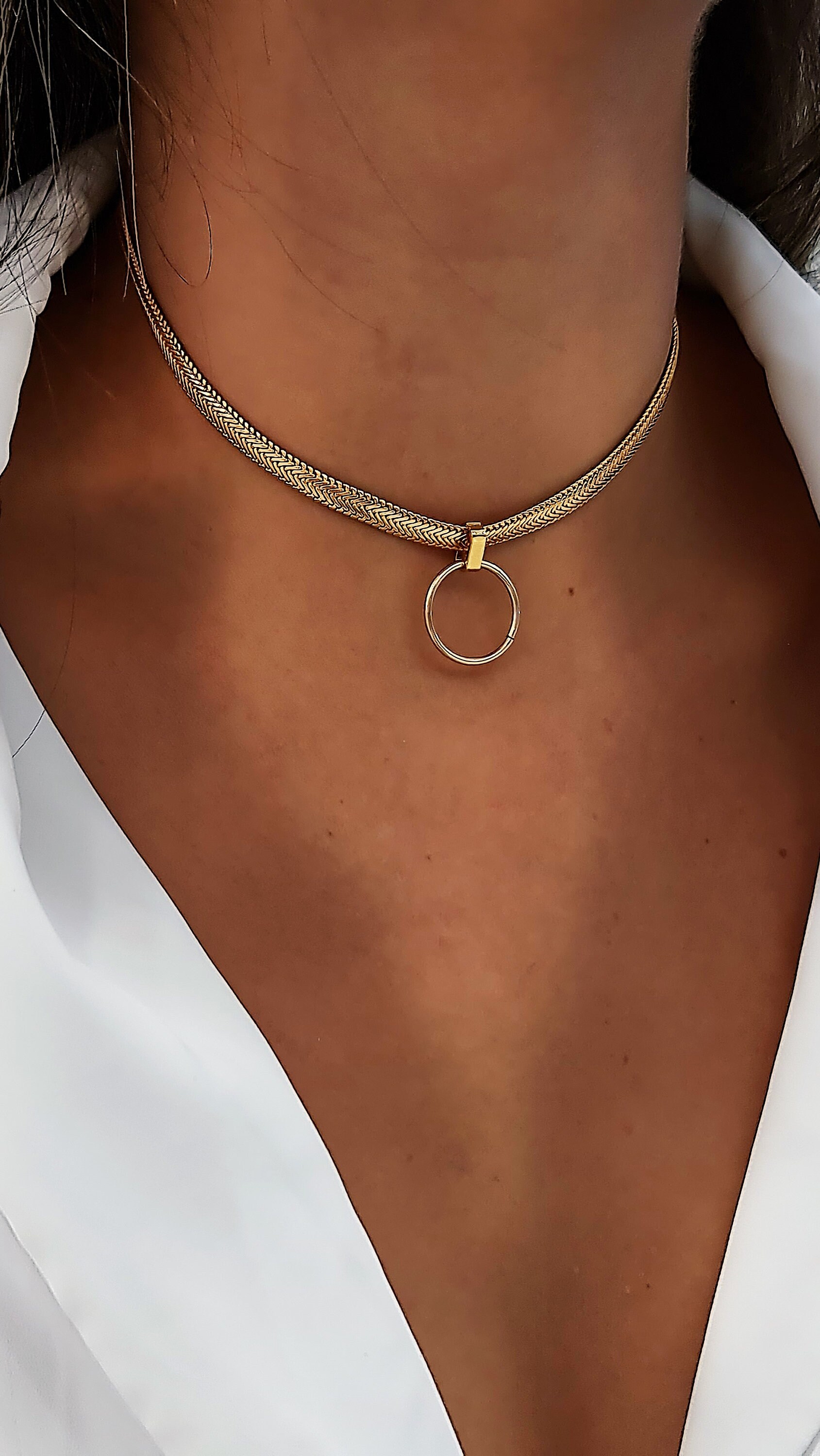 Circle Choker Necklace O Ring Choker Delicate Gold Choker Etsy