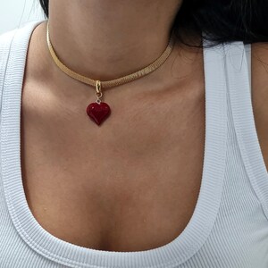 Red Heart Choker Necklace, heart pendant choker Collar, Dainty Choker Necklace, goth, gothic jewelry, Romantic Gift for girlfriend