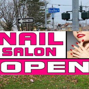 Nail Salon Open vinyl banner sign