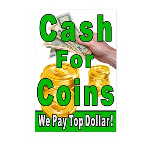 Cartel publicitario en efectivo por monedas, 24 "x 36"