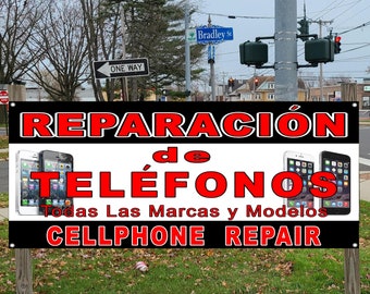 Reparacion De Telefonos (Spanish) Cellphone Repair vinyl banner sign