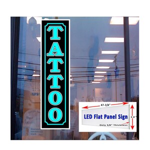 Tatuaje (azul) Led panel plano caja de luz ventana signo 48 "x 12"