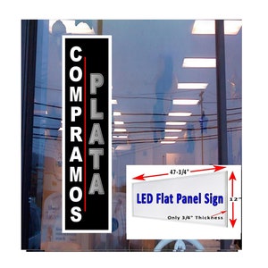 Compramos plata (we buy silver Spanish) Caja de luz LED con panel plano para ventana, 48 "x 12"