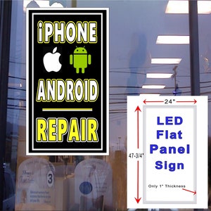 iPhone Android teléfono celular reparación LED panel plano caja de luz ventana signo 48 "x 24"
