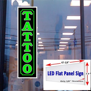 Tatuaje Led panel plano caja de luz ventana signo 48 "x 12"