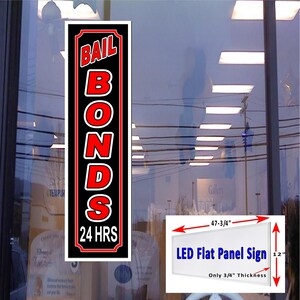 Bail Bonds 24 horas Led panel plano caja de luz ventana signo 48 "x 12"