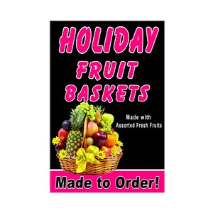 Cartel publicitario de cestas de frutas navideñas, 24 "x 36"