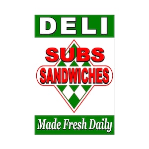 Cartel publicitario Deli Sub Sandwiches, 24 "x 36"