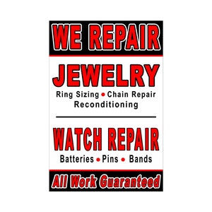 Reparamos Joyas y Relojes Cartel Publicitario 24"x36"
