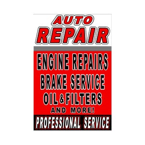 Cartel publicitario de reparación de automóviles, 24 "x 36"