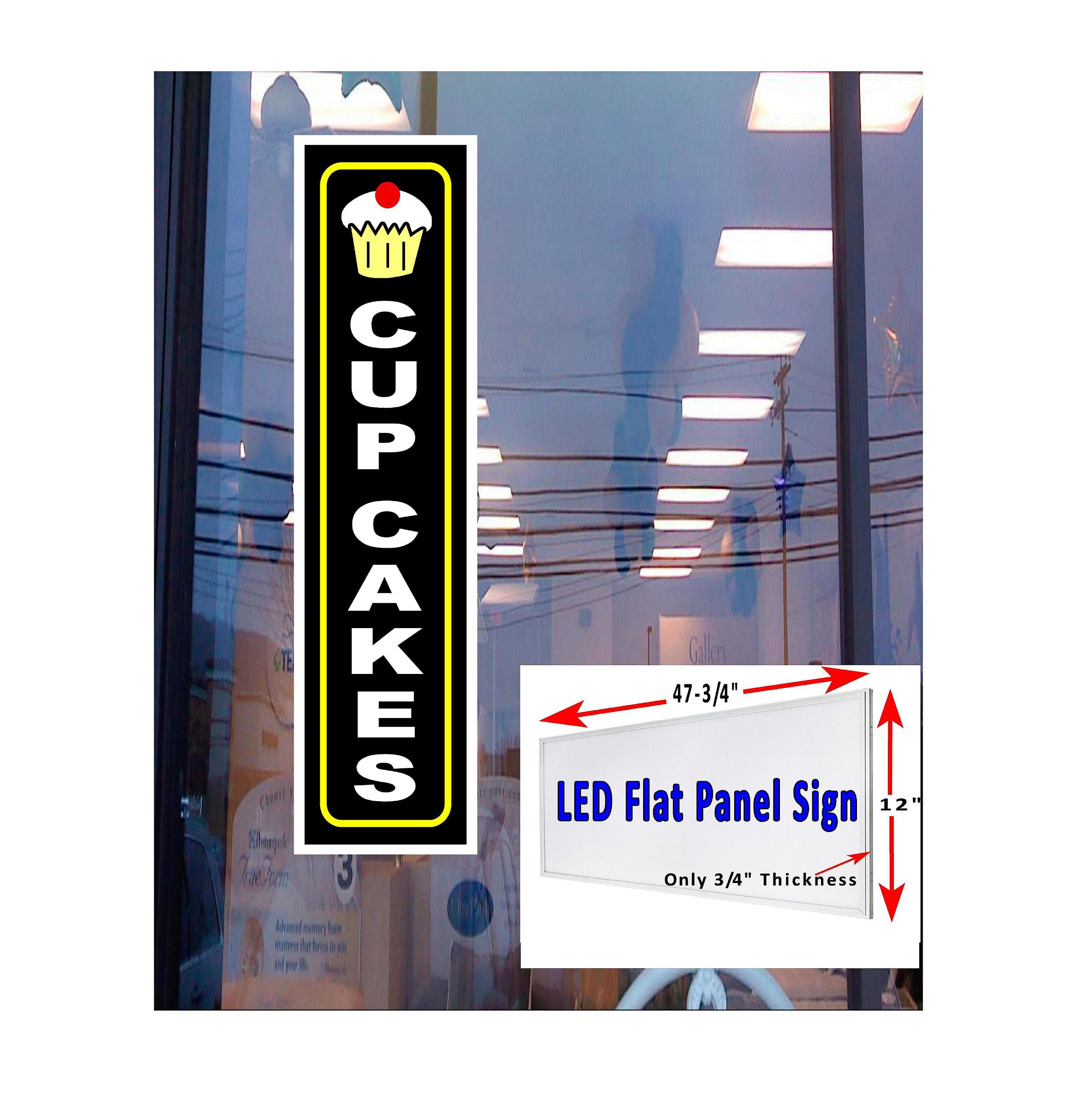 Bakery window signs LED flat panel light box Sign CUPCAKES 48x12 Bakery window signs LED flat panel light box Sign CUPCAKES 48x12
