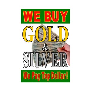 Compramos cartel publicitario dorado y plateado de 24 "x 36"