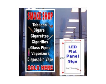 Panel de luz LED para ventana, letrero de 48" x 24" para tabaquería, cigarros, pipas y vaporizadores