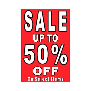 Venta 50% de descuento en cartel publicitario, 24 "x 36"