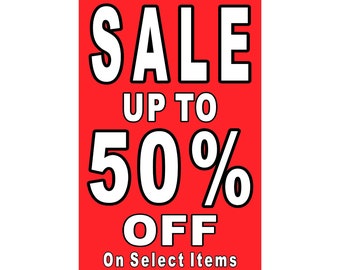 Sale 50% Off Advertising Poster Sign 24&quot;x36&quot;