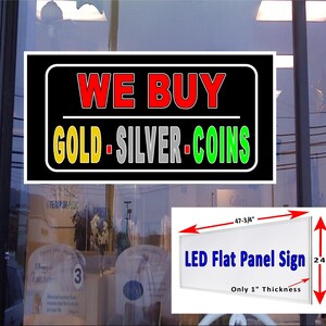 Compramos monedas de oro y plata pantalla de teléfono móvil Led Panel plano caja de luz ventana signo 48 "x 24"