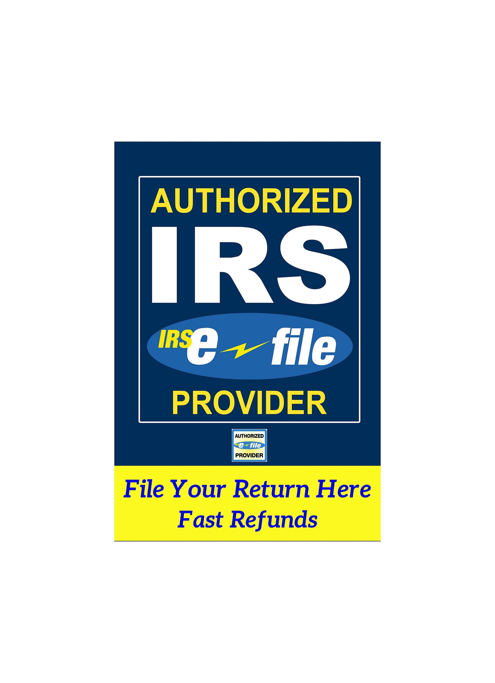 Authorized IRS Efile Provider Advertising Poster Sign 24x36 Etsy
