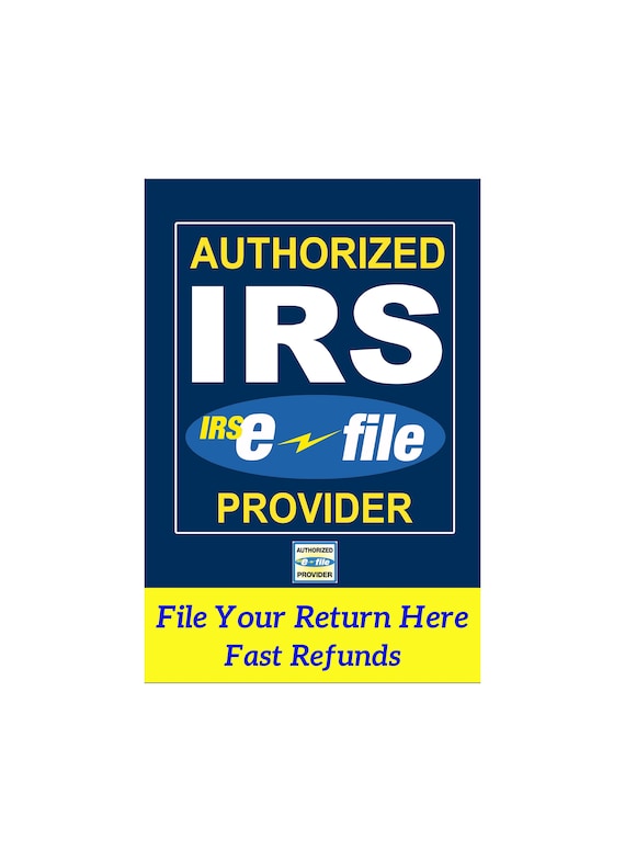 Authorized IRS Efile Provider Advertising Poster Sign Etsy