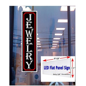 Señal de ventana de caja de luz de panel plano Led de joyería 48 "x 12"