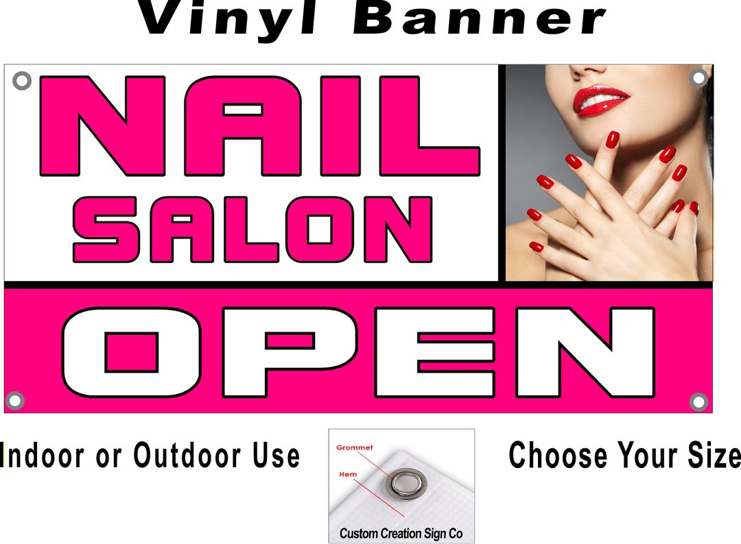Nail Salon Open Vinyl Banner Sign Etsy