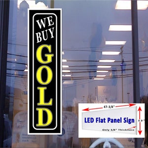 Compramos letrero de ventana de caja de luz de panel plano Led dorado 48 "x 12"
