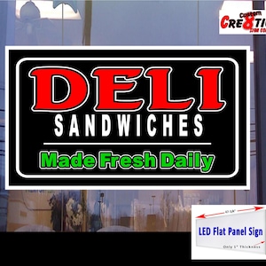 Deli Sandwiches llevó la muestra de la ventana de la caja de luz de la pantalla plana 48"x24"