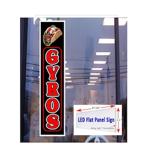 Letrero de ventana con caja de luz de panel plano Led Gyros, 48 "x 12"