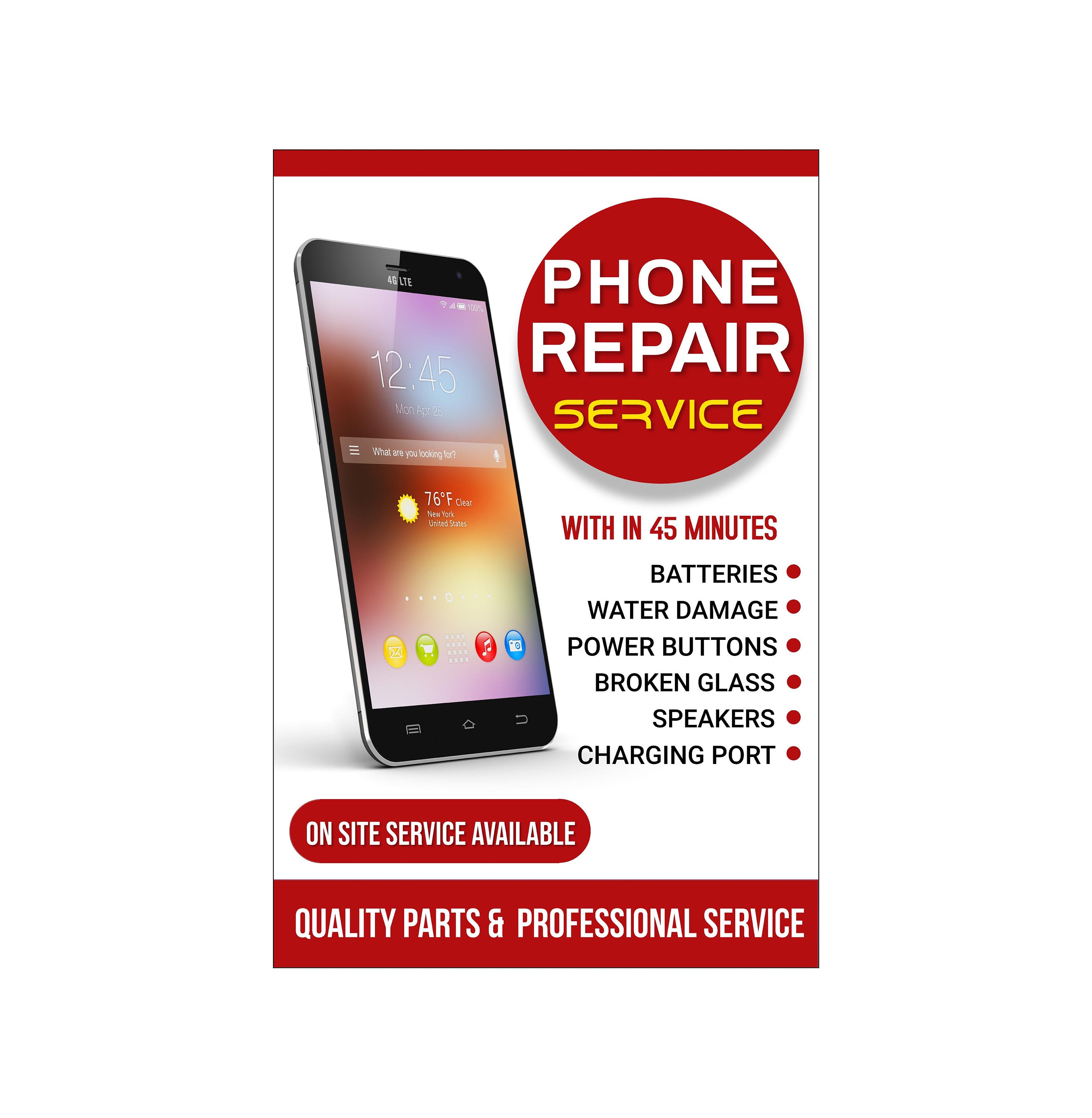 Phone Repair Service Advertising Poster Sign 24x36 Etsy UK