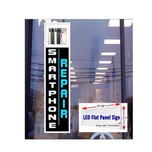 Señal de ventana de caja de luz Led vertical de reparación de teléfono inteligente 48 "x 12"