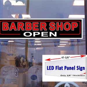 Barber Shop Open Led panel plano caja de luz ventana signo 48 "x 12"