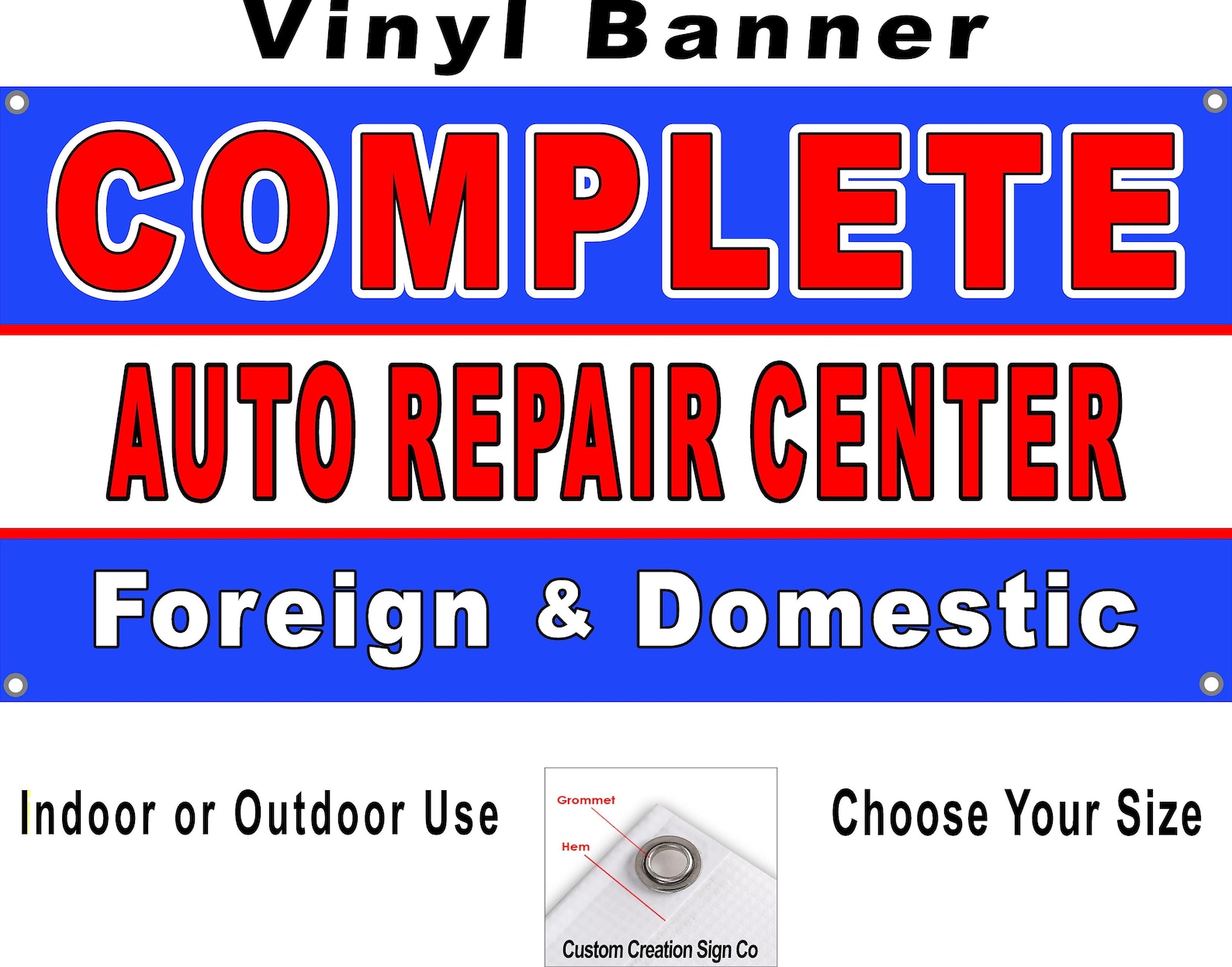 Complete Auto Repair Center Foreign & Domestic Vinyl Banner Sign Etsy