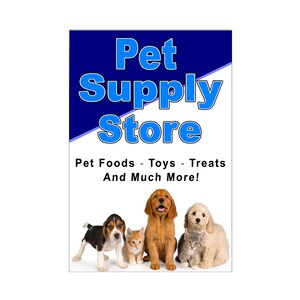 Cartel publicitario de tienda de suministros para mascotas, 24 "x 36"