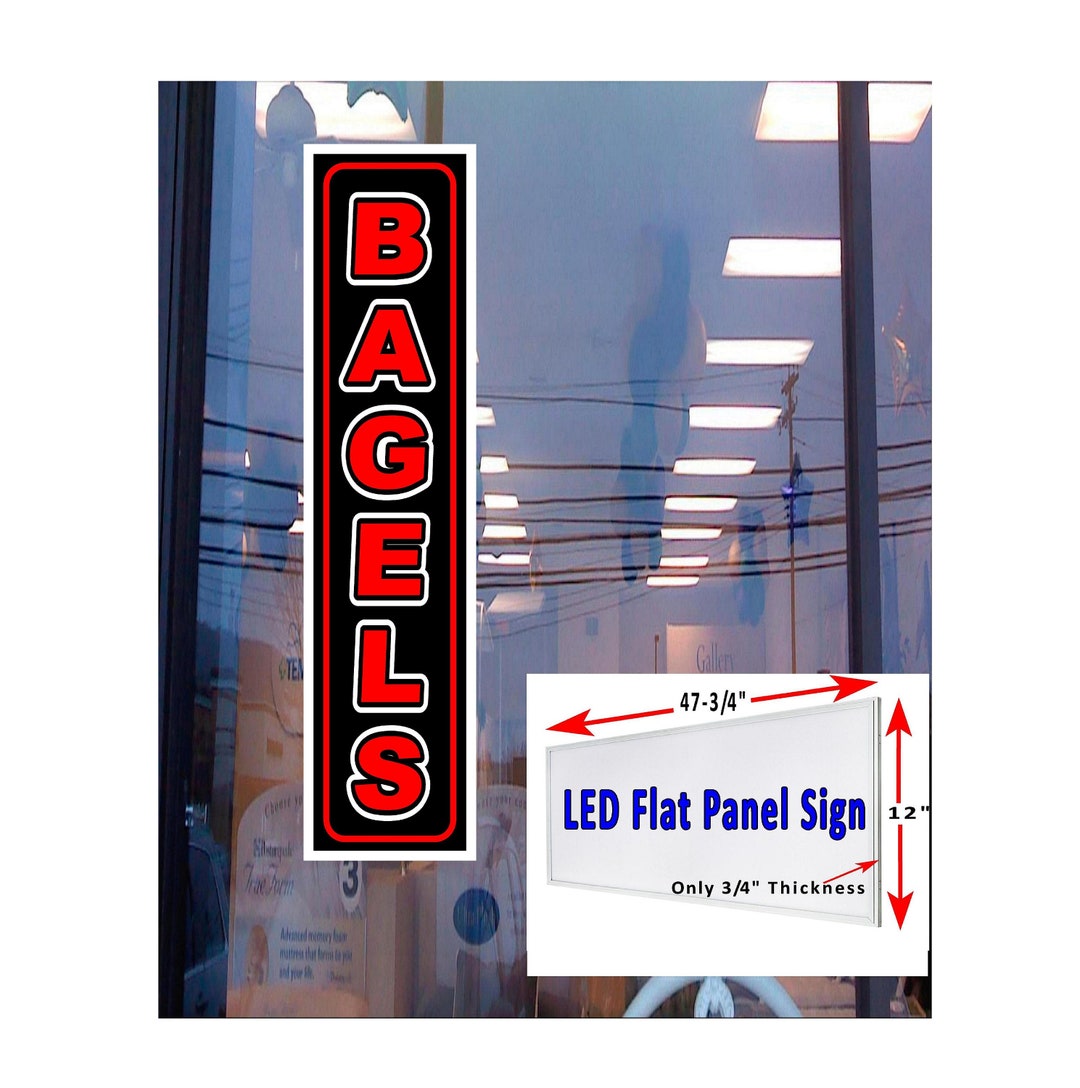 Bagels Led Flat Panel Light Box Window Sign 48x12 Etsy