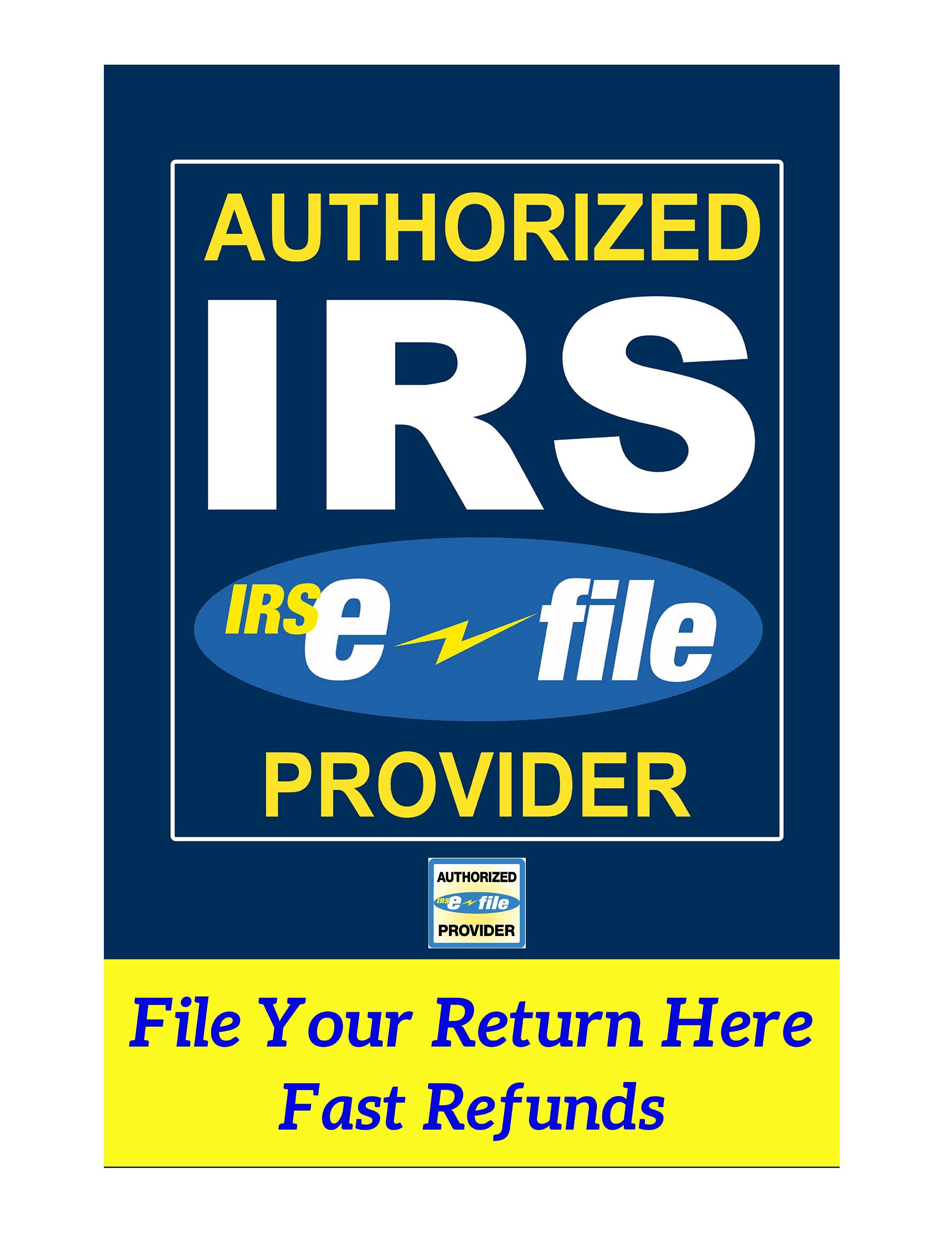 Authorized IRS Efile Provider Advertising Poster Sign 24x36 Etsy