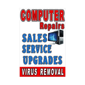 Actualizaciones del servicio de ventas de reparación de computadoras Cartel publicitario Letrero 24 "x 36"