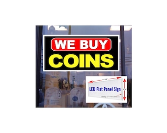 Letrero luminoso LED para ventana "Compramos monedas" (48" x 24")