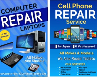 Computer Cell phone Repair advertising posters 2 poster signs 24"x 36"