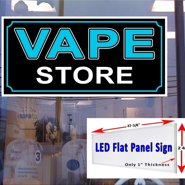 Vape Store Led Flat Panel light box window Sign 48"x24"