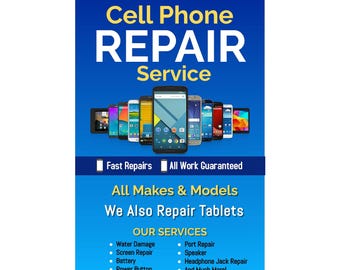 Cell phone Repair Service Advertising Poster Sign 24"x36"