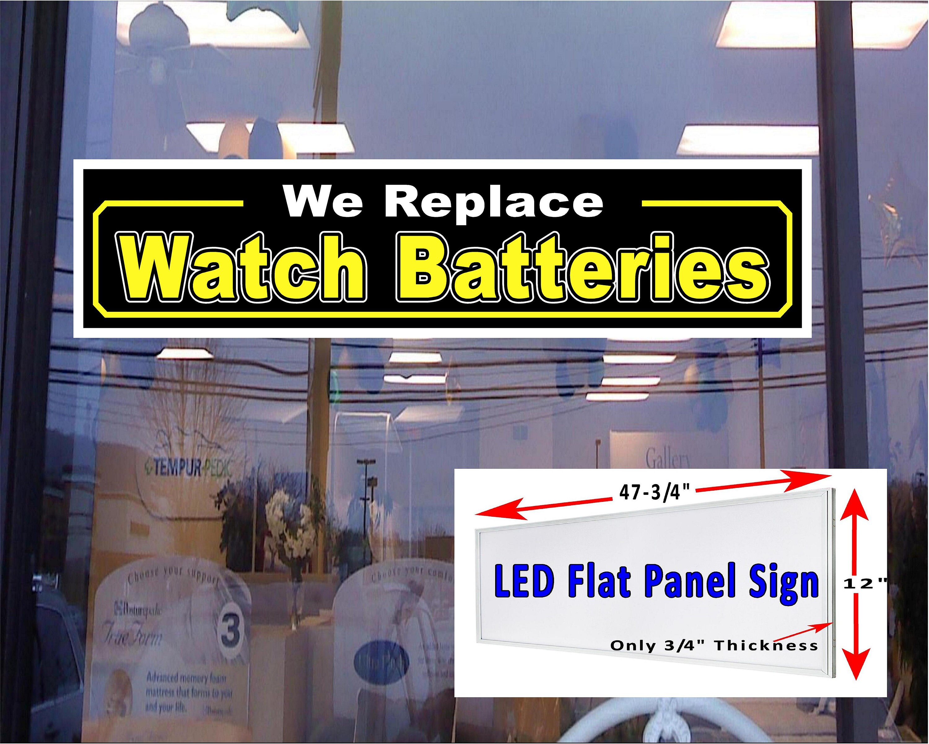 We Replace Watch Batteries Led window sign 48x12 Etsy