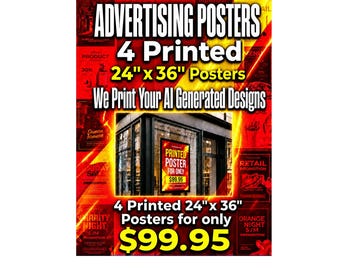 4x Advertising Poster Signs Your AI designs printed