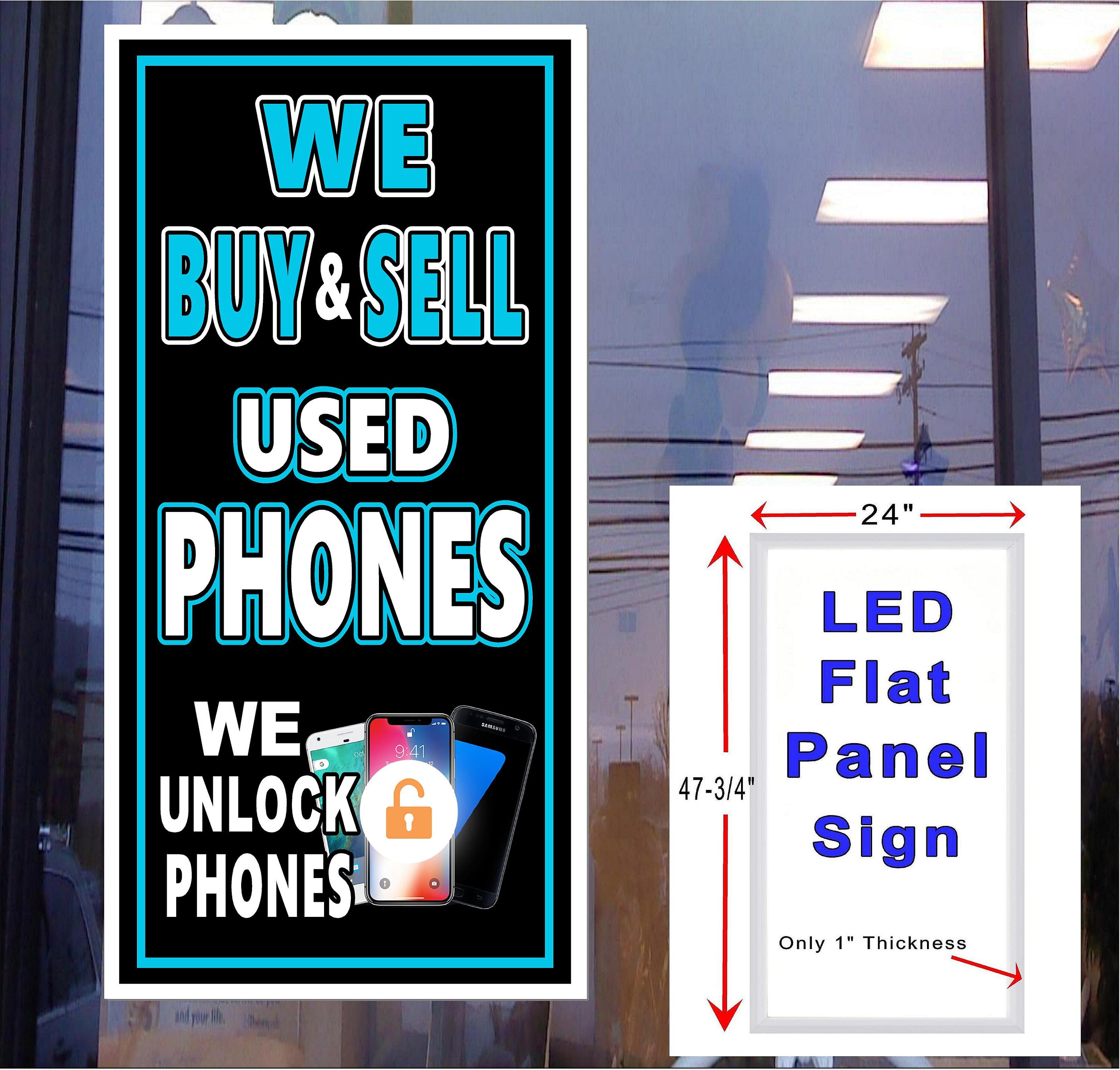 We Buy Sell Used Phones Led Flat Panel Light Box Window Sign 48