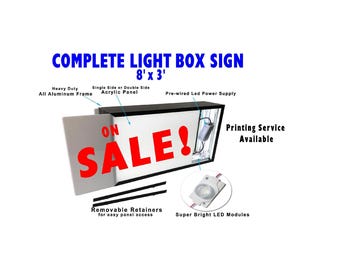 Letrero de luz LED para exteriores de 2,44 m x 0,91 m, aluminio de una sola cara, gráficos personalizados (incluye fuente de alimentación)