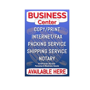 Centro de negocios Copiar Impresión Fax Embalaje Envío Servicio Cartel Publicitario 24"x36"